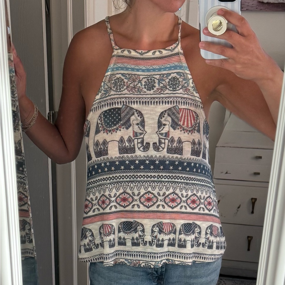Knit halter elephant boho top